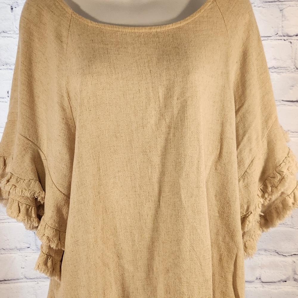UMGEE Ivory Linen Bohemian Tunic Blouse size Small